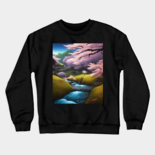 Peaceful Cherry Blossom Landscape Crewneck Sweatshirt